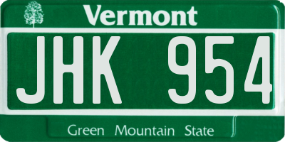 VT license plate JHK954