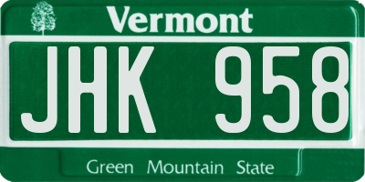 VT license plate JHK958