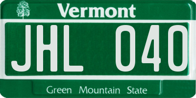 VT license plate JHL040