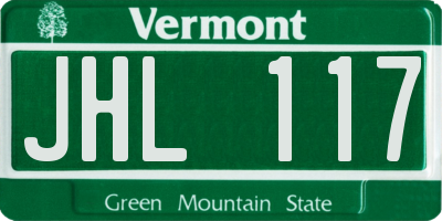 VT license plate JHL117