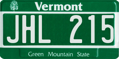 VT license plate JHL215