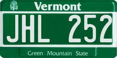 VT license plate JHL252