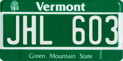 VT license plate JHL603