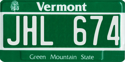 VT license plate JHL674