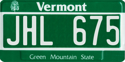 VT license plate JHL675