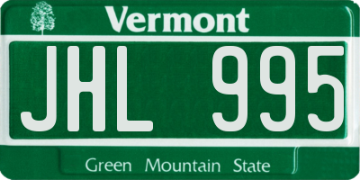 VT license plate JHL995