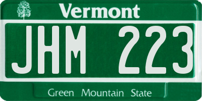 VT license plate JHM223
