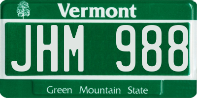VT license plate JHM988