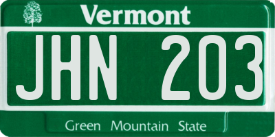 VT license plate JHN203