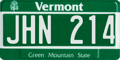 VT license plate JHN214