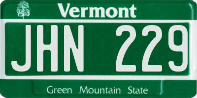 VT license plate JHN229