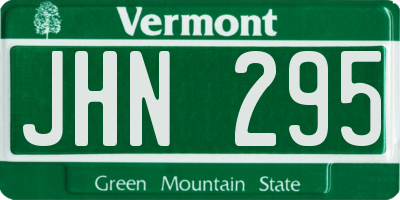 VT license plate JHN295