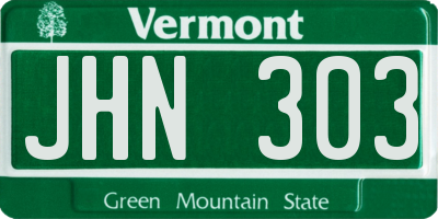 VT license plate JHN303