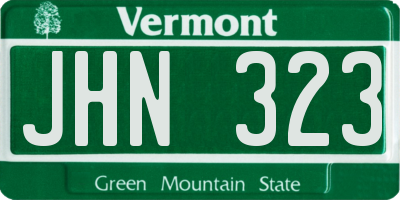 VT license plate JHN323
