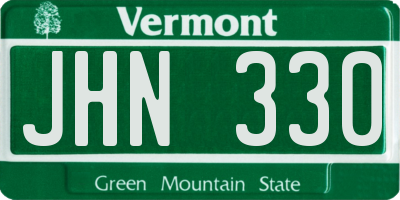 VT license plate JHN330