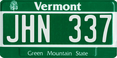VT license plate JHN337