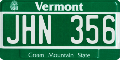 VT license plate JHN356