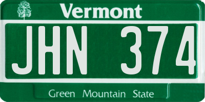 VT license plate JHN374