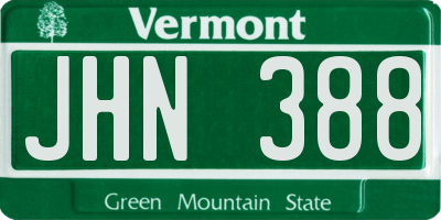 VT license plate JHN388