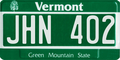 VT license plate JHN402