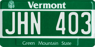 VT license plate JHN403