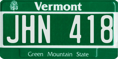 VT license plate JHN418