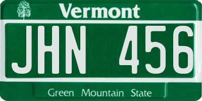 VT license plate JHN456