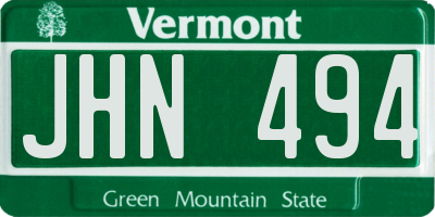 VT license plate JHN494