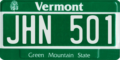VT license plate JHN501