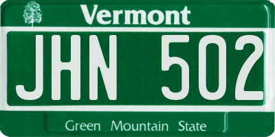 VT license plate JHN502