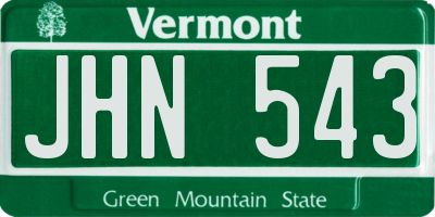 VT license plate JHN543