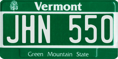 VT license plate JHN550