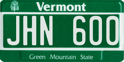 VT license plate JHN600