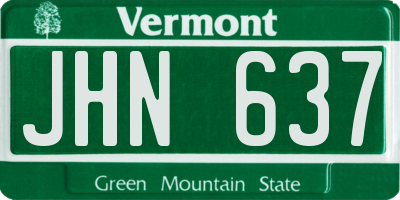 VT license plate JHN637