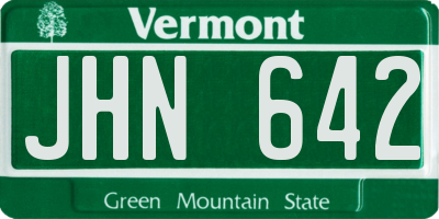 VT license plate JHN642