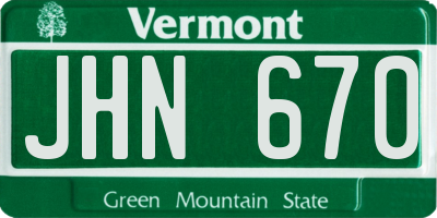 VT license plate JHN670