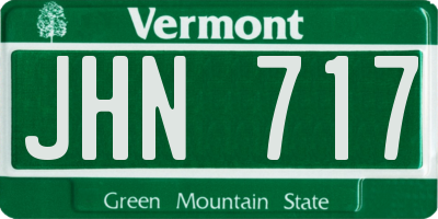 VT license plate JHN717