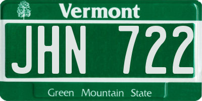 VT license plate JHN722