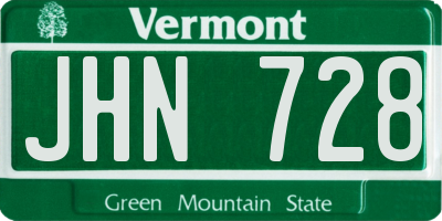 VT license plate JHN728