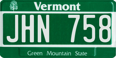 VT license plate JHN758