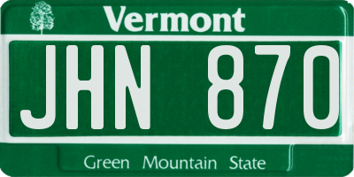 VT license plate JHN870