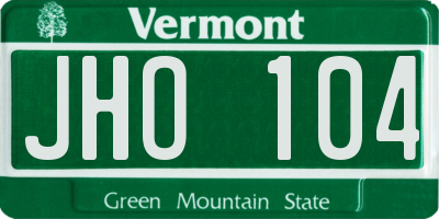 VT license plate JHO104