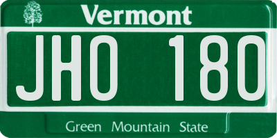 VT license plate JHO180
