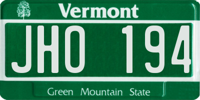 VT license plate JHO194