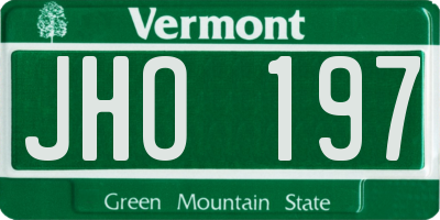 VT license plate JHO197