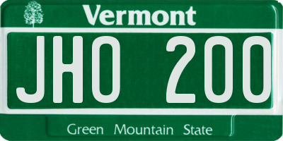 VT license plate JHO200