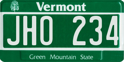 VT license plate JHO234