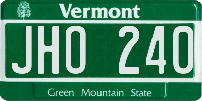 VT license plate JHO240