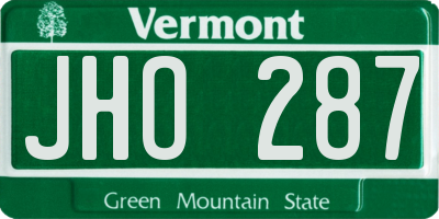 VT license plate JHO287