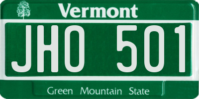 VT license plate JHO501